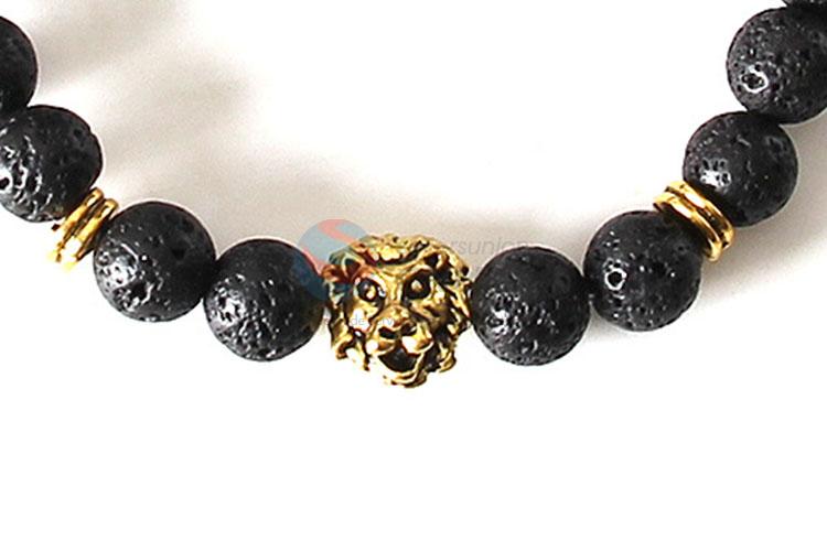 Hot Sale Gold Lion Head Jewelry Beads Natural Gemstone Bracelet