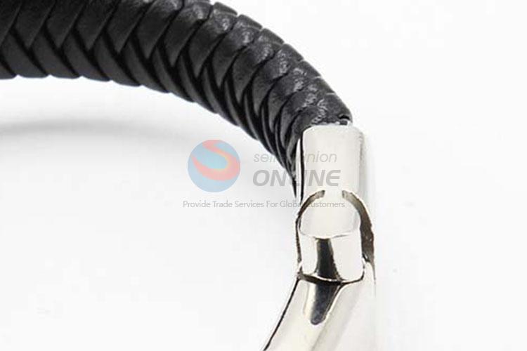 Top Quality Low Price Mens Leather Bracelet,Black