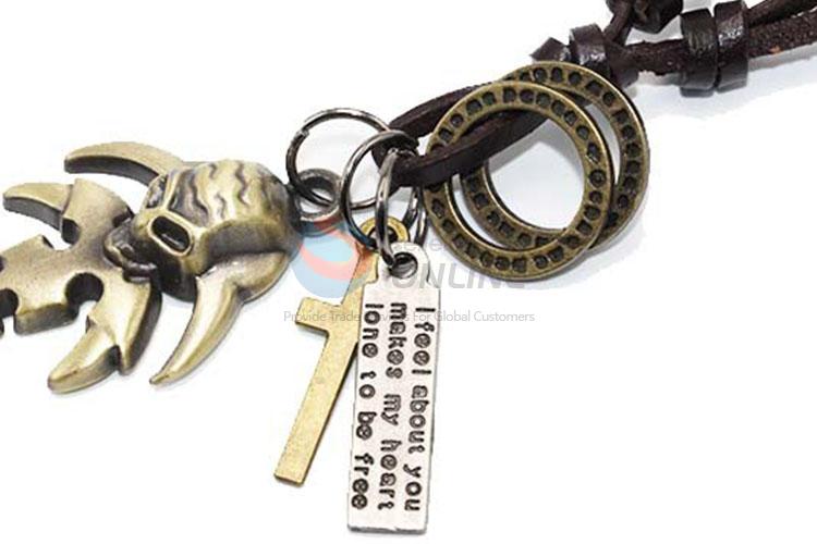 Wholesale New Fashion Cowhide Cord Hiphop Punk Pendent Necklace