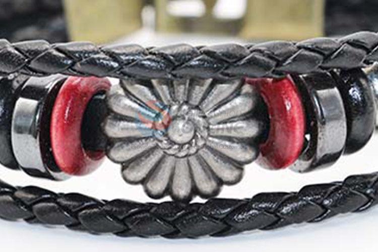 Big Promotional High Quality Braided Leather Wristband