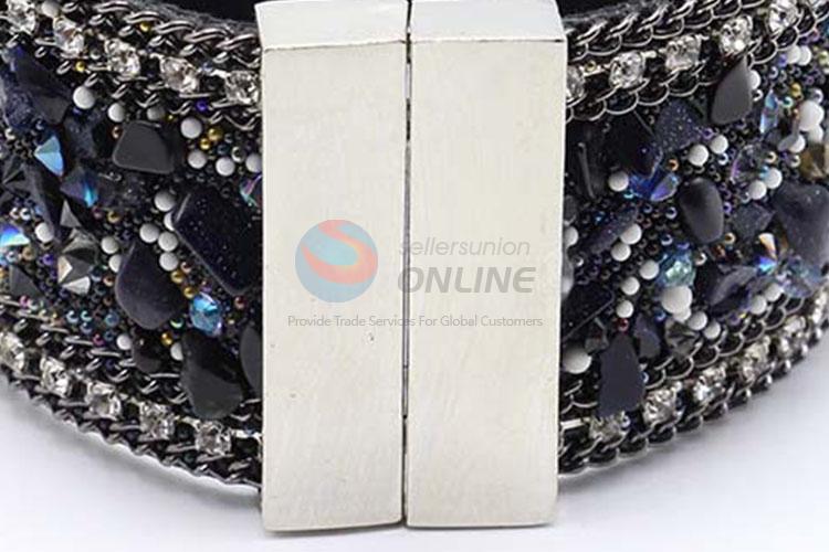 New Products Fashion Wide Crystal Leather Bracelet