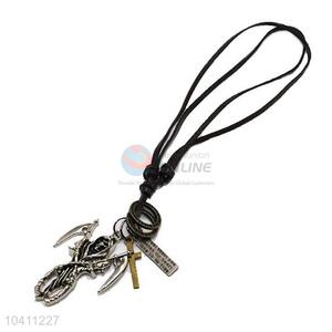 Wholesale Low Price Cowhide Cord Hiphop Punk Pendent Necklace