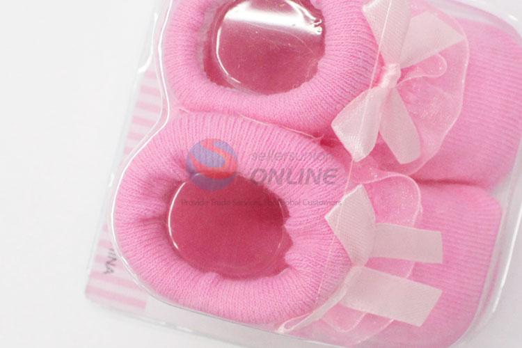 3D Bowknot Pink Cotton Kids Baby Sock