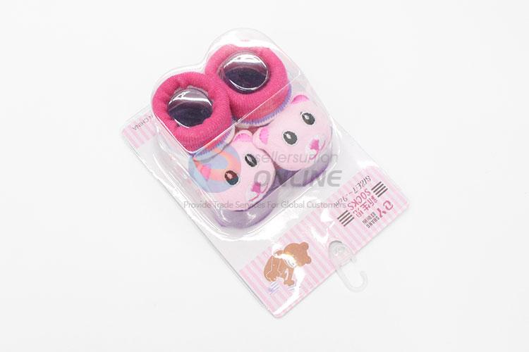 3D Pink Bear Head Cotton Kids Baby Sock