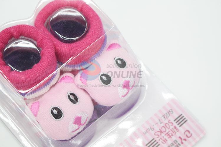 3D Pink Bear Head Cotton Kids Baby Sock