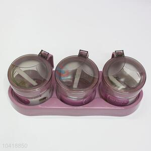 Cute 3Pcs/Set Glass Spice Jar Creative Plastic Seasoning Boxes