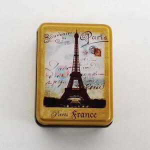 Good quality eiffel tower printing iron cans,7.5*5.7*3cm