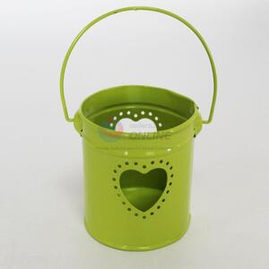 Green Color Hollow Heart Design Iron Flowerpot