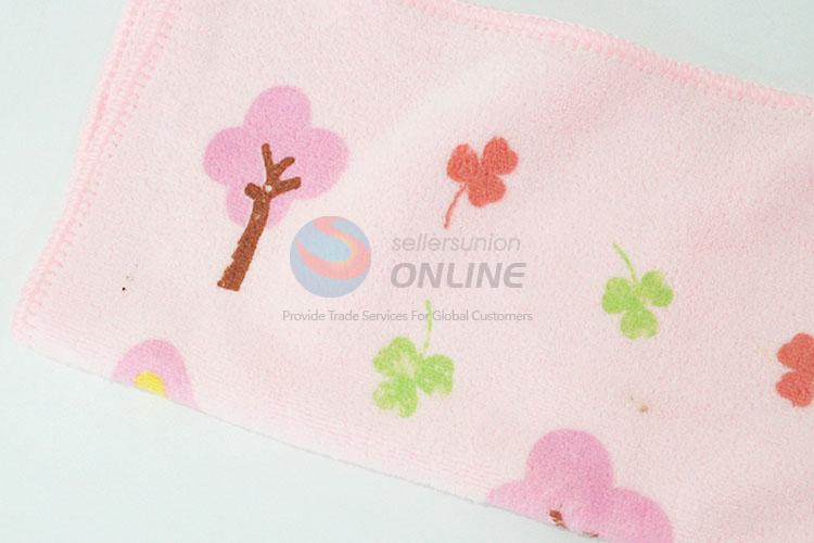 Cheap cartoon pink printed towel handkerchief