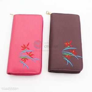 Unique Flower Design Women Fashion Wallet Semi Pu Leather Long Purse