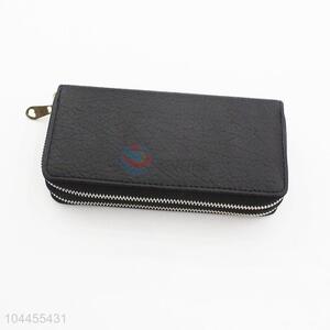 Black Color Classical Fashion Semi Pu Leather Women Wallet Long Purse