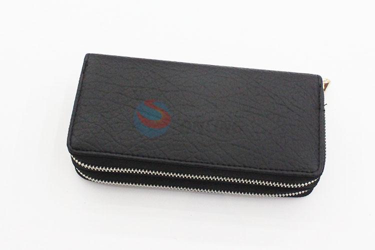 Black Color Classical Fashion Cloth Women Wallet Long Purse