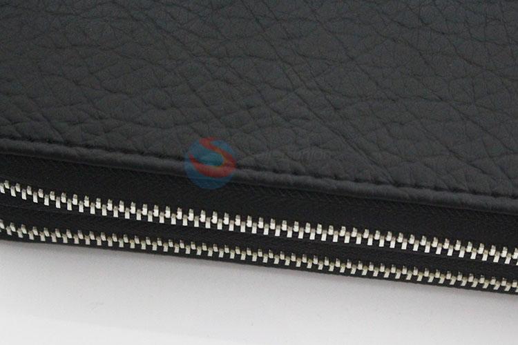 Black Color Classical Fashion Semi Pu Leather Women Wallet Long Purse