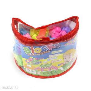 Custom 80 Pieces Colorful Building Blocks With Half-Round Hand Bag