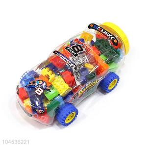 Latest 71 Pieces Plastic Building Block With Car Shape Barrel