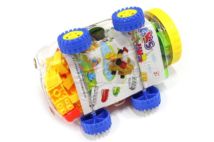 Cheap 80 Pieces Colorful Building Blocks With Car Shape Barrel