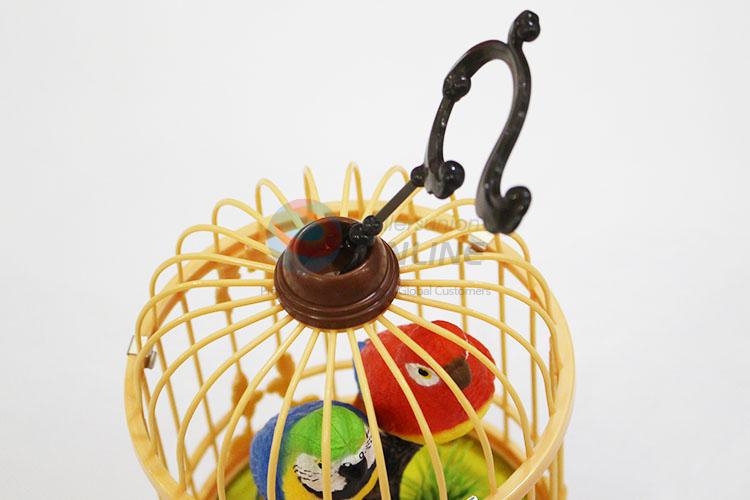 Promotional Gift Simulation Model Toys Sound Control Plastic Bird with Birdcage