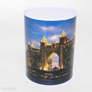 Beautiful Buildings Pattern Tinplate Money Box