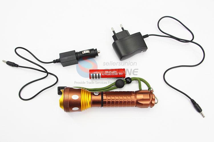 Creative Supplies Golden Color Aluminum Alloy Super Flashlight with T6 Lamp Bulb and 18650 Battery