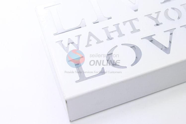 Pretty Cute White Color Hollowed-out Letter Iron Napkin Box