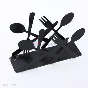 Creative Design Black Color Knife and Fork Shaped Napkin Holder