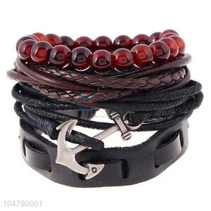 Factory directly sell vintage braided leather bracelet set