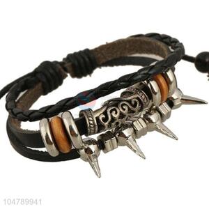 Promotional custom vintage multi-layer punk bracelet