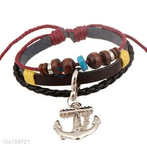 Cheap vintage multi-layer anchor bracelet