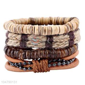 Wholesale new style vintage braided leather bracelet set