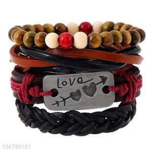 Bottom price vintage braided leather bracelet set