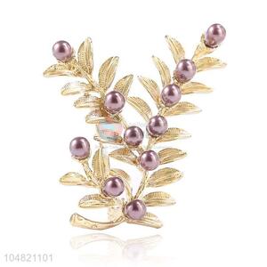 Super quality gold pearl alloy brooch