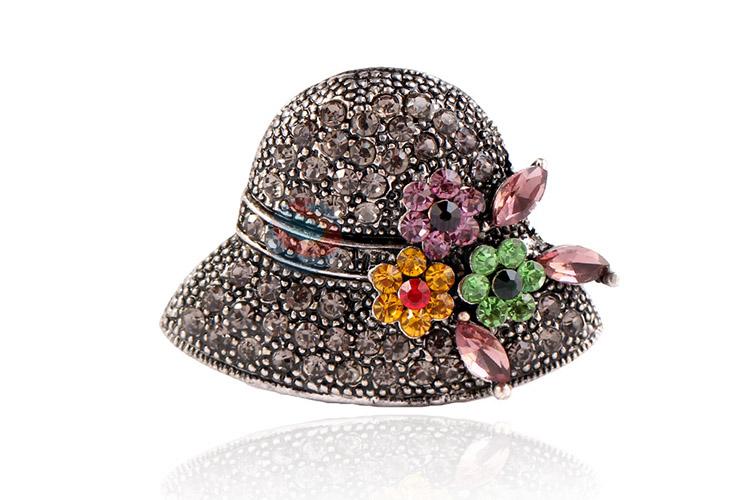 Wholesale delicate women hat shape alloy brooch