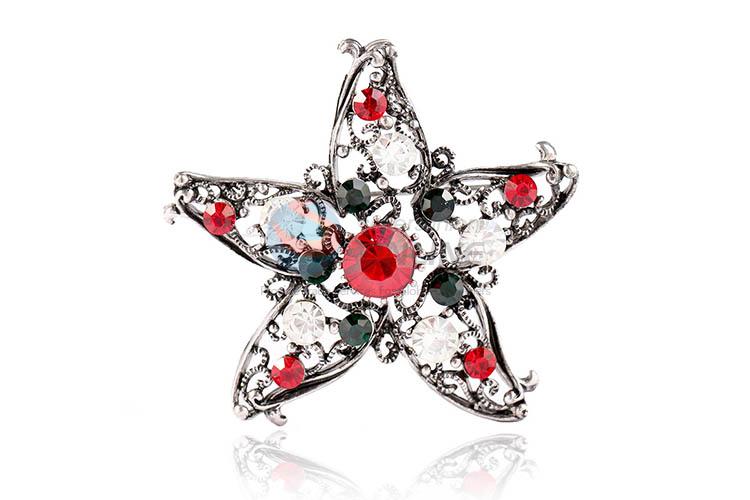 Wholesale new style star shape alloy brooch