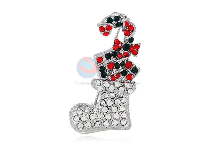 Factory supply Christams boot shape alloy brooch