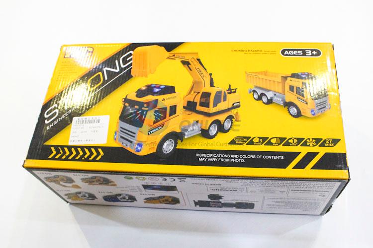 Simple Style Yellow Color Remote Control Engineering Vehicle with Music