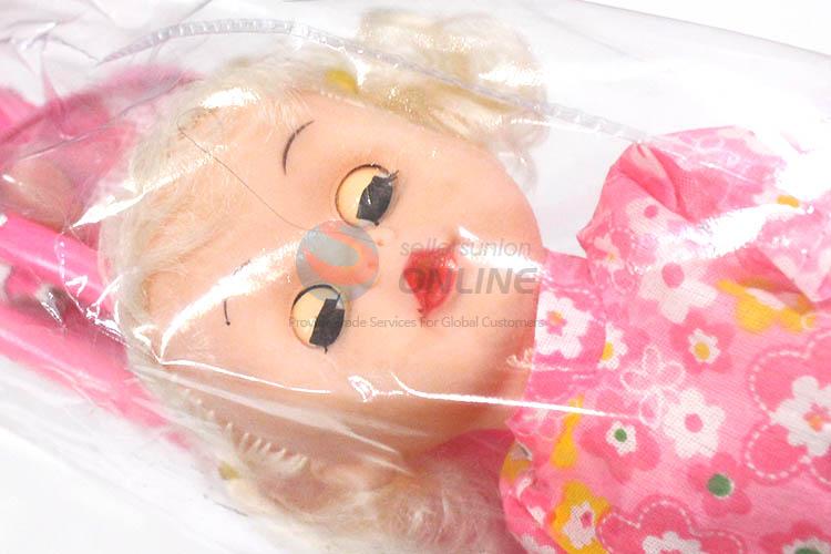 Fancy cheap plastic musical doll with stroller