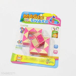 Best Selling Pink and Yellow Color Educational Speed Magic Snake Toys Twist Cube Puzzle Toys