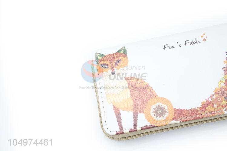 High Sales Fox Pattern Zipper Card Holder Ladies Clutches Women Wallet