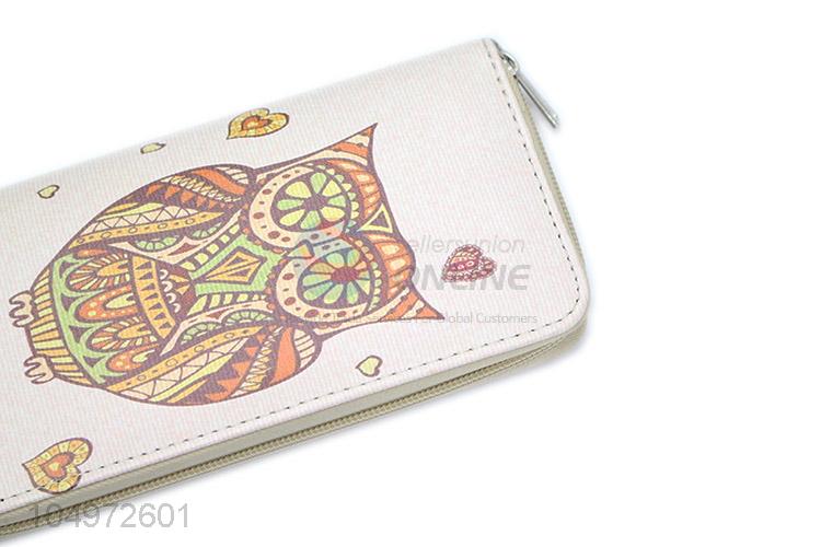 Eco-friendly Owl Pattern Zipper Women's Purse Ladies Long Phone Holder