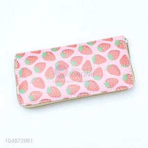 Unique Design Strawberry Printed  Zipper Clutch Casual Zipper Purse for Women