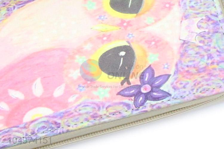 Hot Sale Owl Printed Ladies Clutch Women Wallet Purse