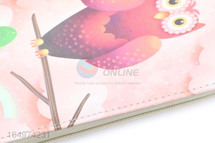 China Hot Sale Owl Pattern Canvas Soft Long Wallets Chain Purse