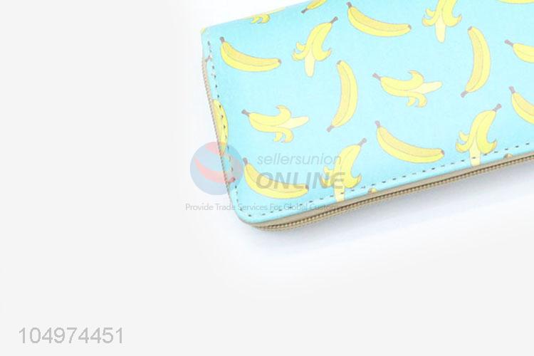 Best Selling Banana Printed Canvas Soft Long Wallets Chain Purse