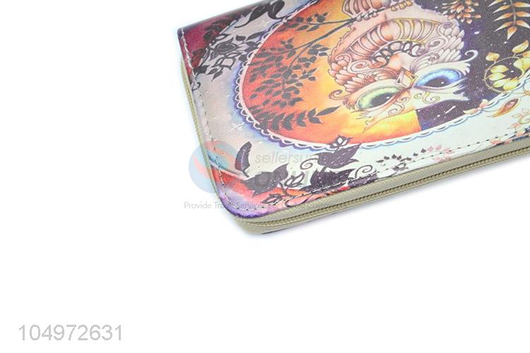 Unique Design  Owl Pattern Zipper PU Leather Coin Card Holder Wallet