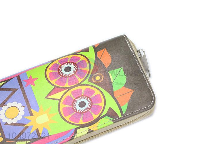 Wholesale Cheap Cute Owl Cartoon Animals Zipper Women's Purse Ladies Long Phone Holder