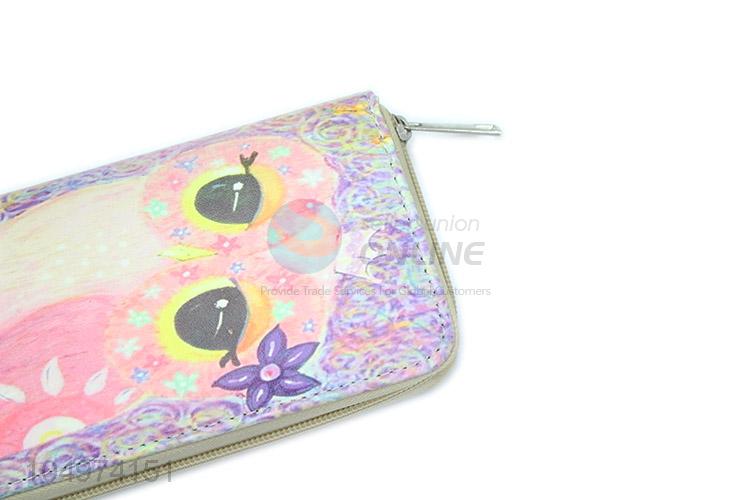 Hot Sale Owl Printed Ladies Clutch Women Wallet Purse