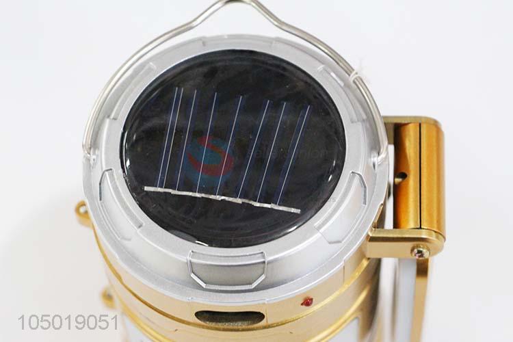 High Quality Golden Color Camping Light with Solar Power Charge,USB Charge, Charging Line Charge