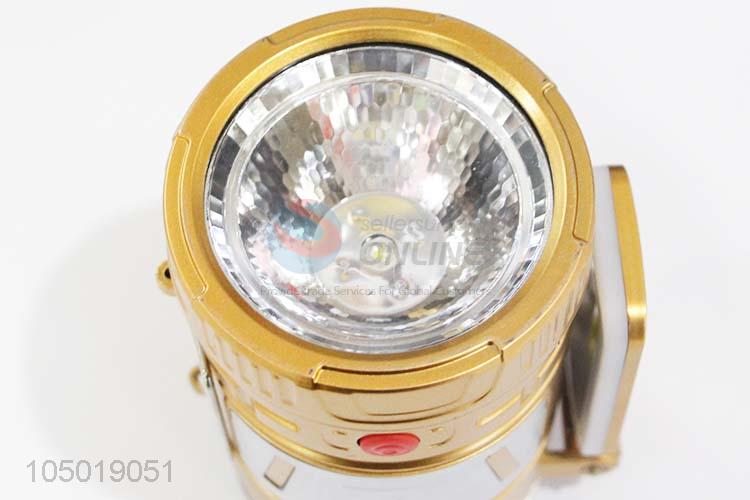 High Quality Golden Color Camping Light with Solar Power Charge,USB Charge, Charging Line Charge