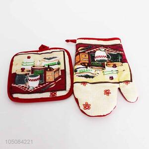 Wholesale popular 2pcs printed microwave oven mitts