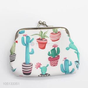 Cute Cartoon Cactus Pattern Kids PU Leather Wallet Purse Coin Purse